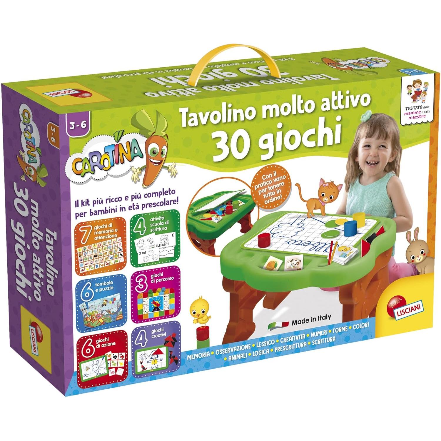 Lisciani - Carotina Tavolino Molto Attivo 30 Giochi Nuova Edizione
