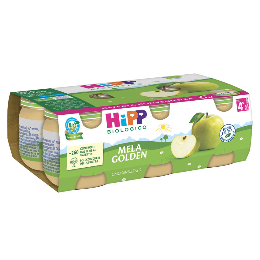 Hipp - Omogeneizzato Frutta Mela Golden Multipack: Confezione 6x80 gr