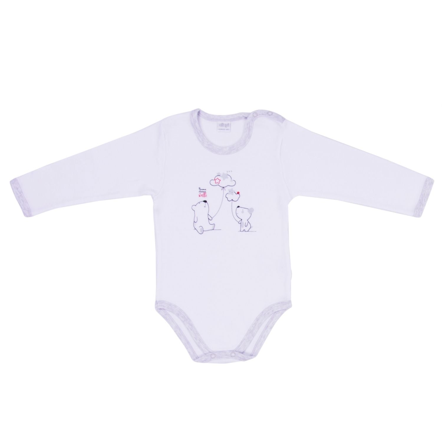 Ellepi - 2 Body con apertura sulla spalla a Maniche Lunghe 100% Cotone Grigio