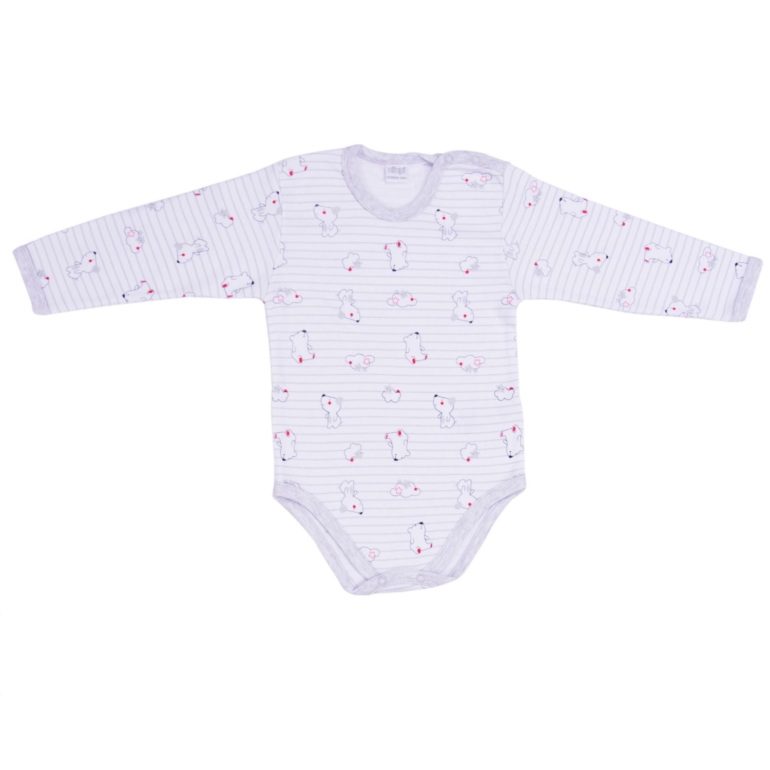 Ellepi - 2 Body con apertura sulla spalla a Maniche Lunghe 100% Cotone Grigio