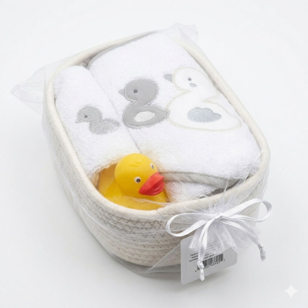 Bruco Bruco - Set 4 Pezzi: Cesta + Accappatoio + Manopola + Papera