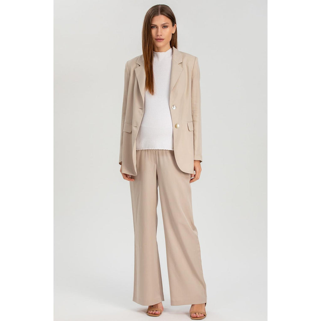 WARREN - Pantaloni Premaman a Gamba Larga Ice Beige