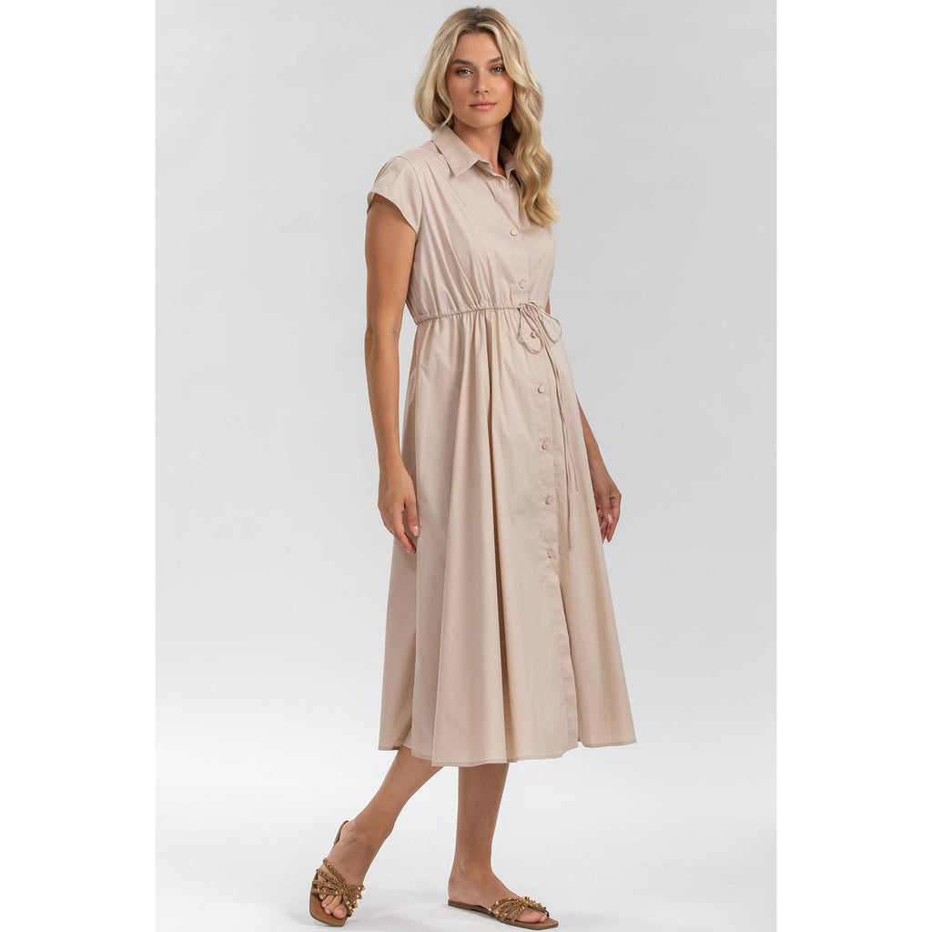 CELESTE - Abito Premaman e Allattamento in Cotone Beige