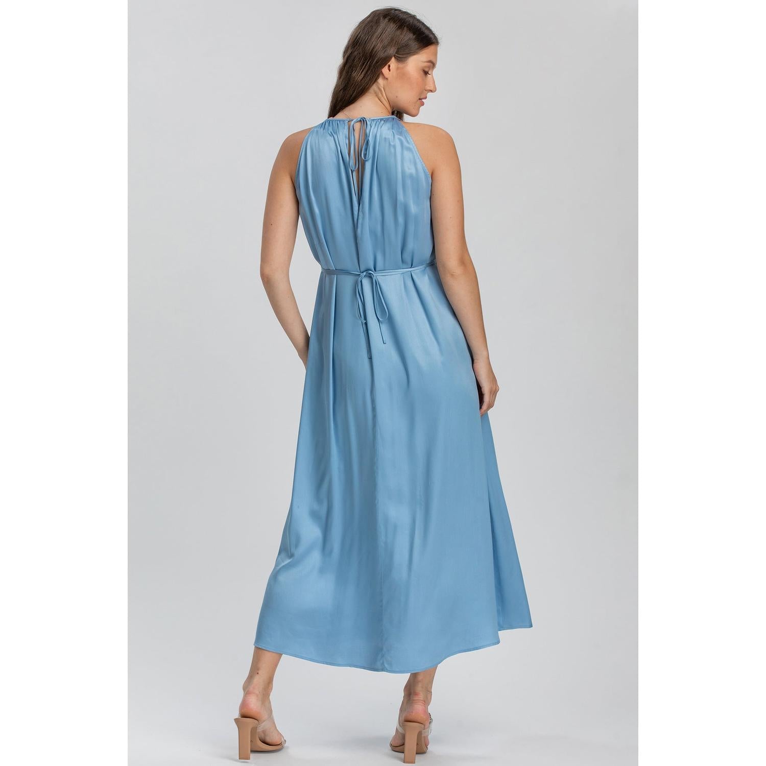 CLARISSA - Maxi Abito Premaman Azzurro Cielo con Cintura Rimovibile