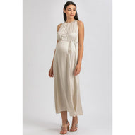 CLARISSA - Maxi Abito Premaman Beige con Cintura Rimovibile