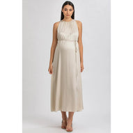 CLARISSA - Maxi Abito Premaman Beige con Cintura Rimovibile