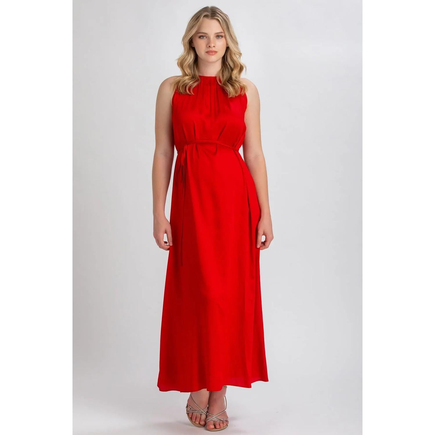 CLARISSA - Maxi Abito Premaman Rosso con Cintura Rimovibile