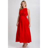 CLARISSA - Maxi Abito Premaman Rosso con Cintura Rimovibile