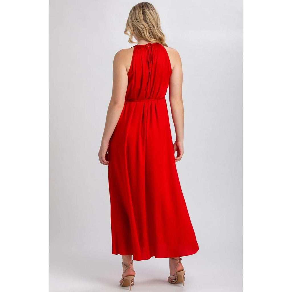 CLARISSA - Maxi Abito Premaman Rosso con Cintura Rimovibile