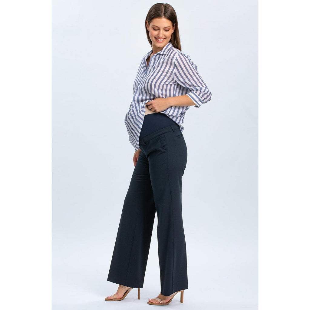 CRISTIAN - Pantaloni Premaman Blu Scuro a Gamba Larga