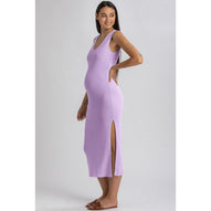 DALIA - Abito Premaman Aderente Viola con Scollo a V
