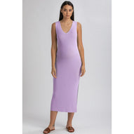 DALIA - Abito Premaman Aderente Viola con Scollo a V