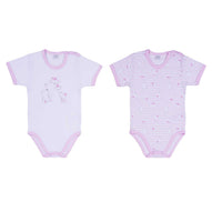 Ellepi - 2 Bodysuits with opening on the shoulder and short sleeves 100% Pink Cotton