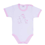 Ellepi - 2 Bodysuits with opening on the shoulder and short sleeves 100% Pink Cotton