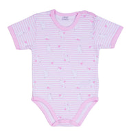 Ellepi - 2 Bodysuits with opening on the shoulder and short sleeves 100% Pink Cotton