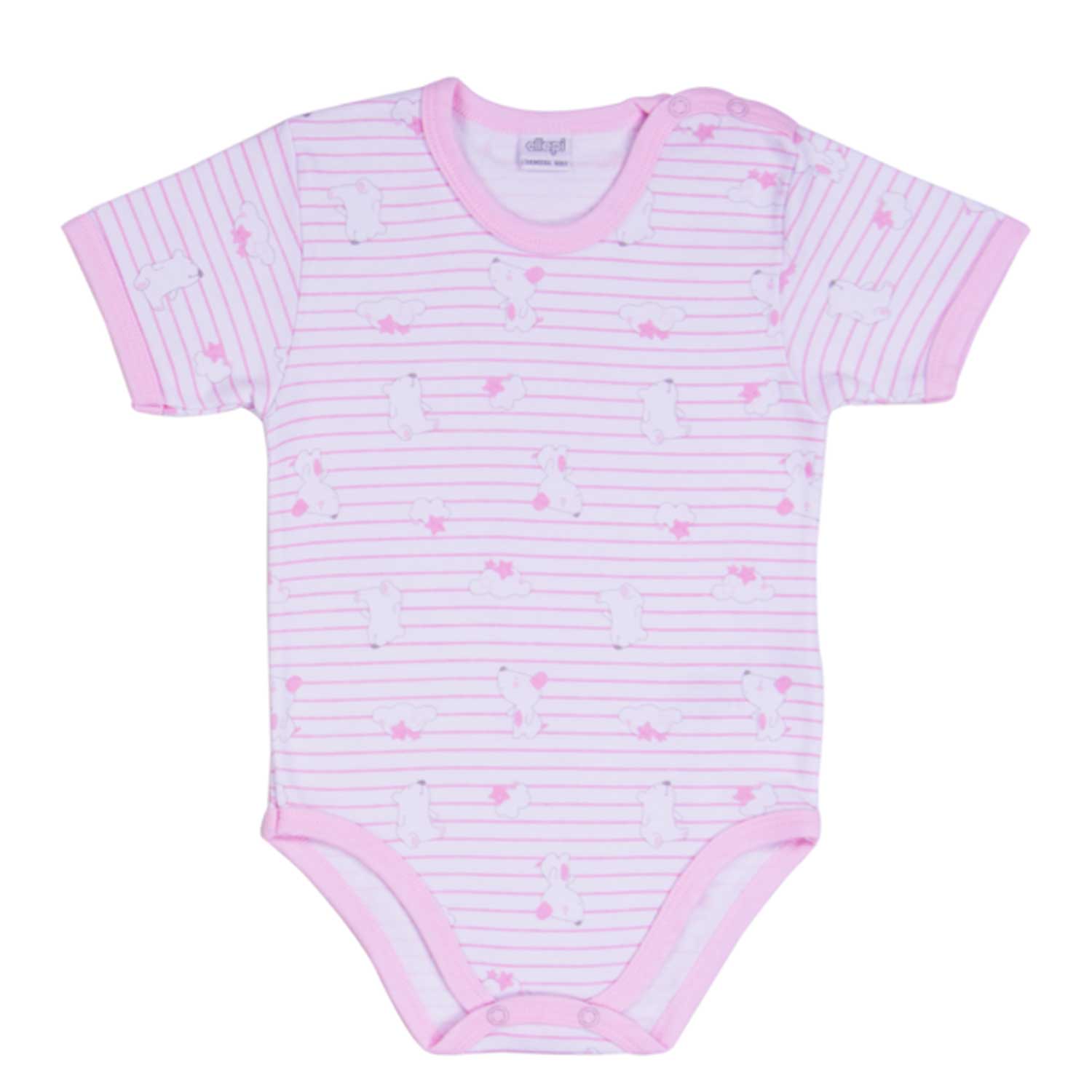Ellepi - 2 Bodysuits with opening on the shoulder and short sleeves 100% Pink Cotton
