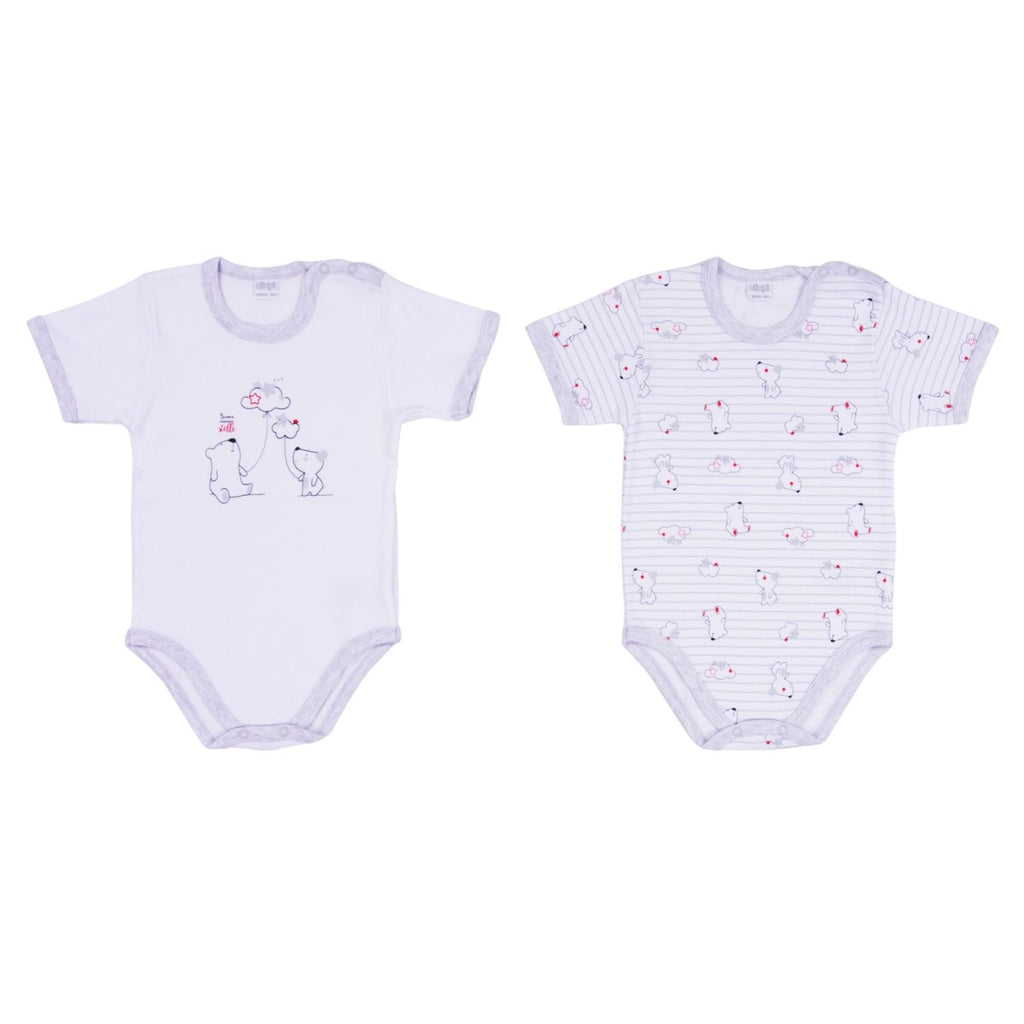 Ellepi - 2 Body con apertura sulla spalla a Maniche Corte 100% Cotone Grigio