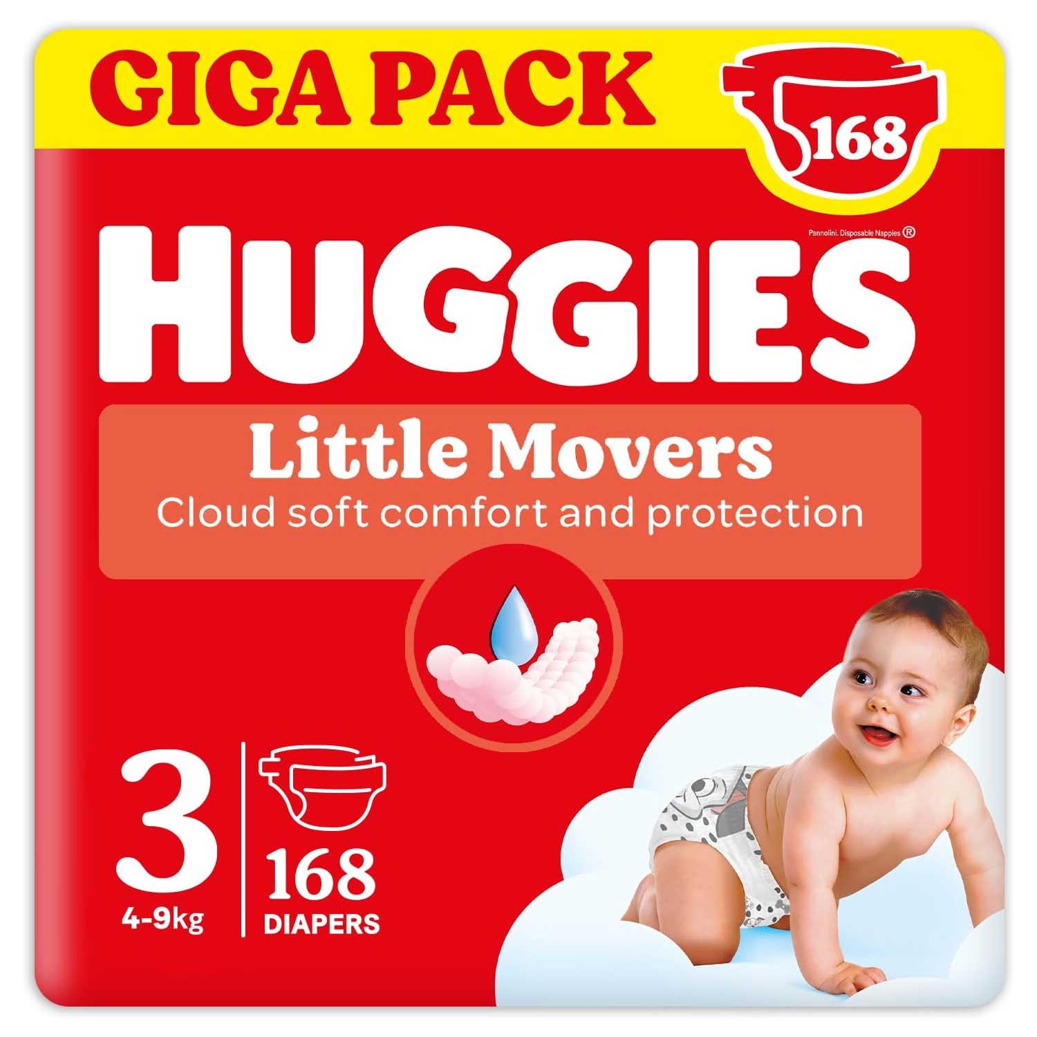 Huggies - Pannolini Little Movers Gigapack Taglia 3 (168 Pezzi)