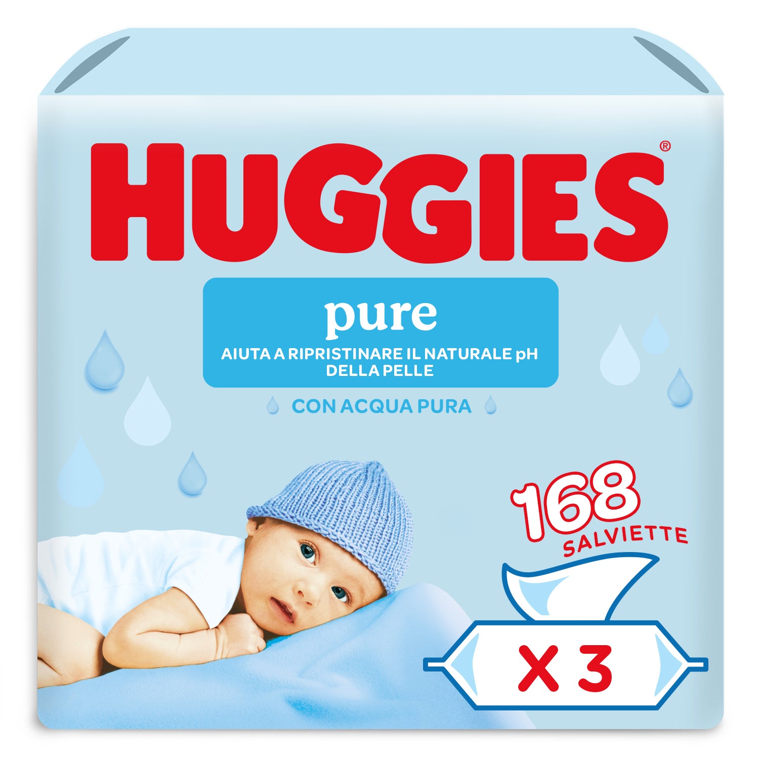 Huggies - Pure salviette 3 confezioni da 56 (168 pz)
