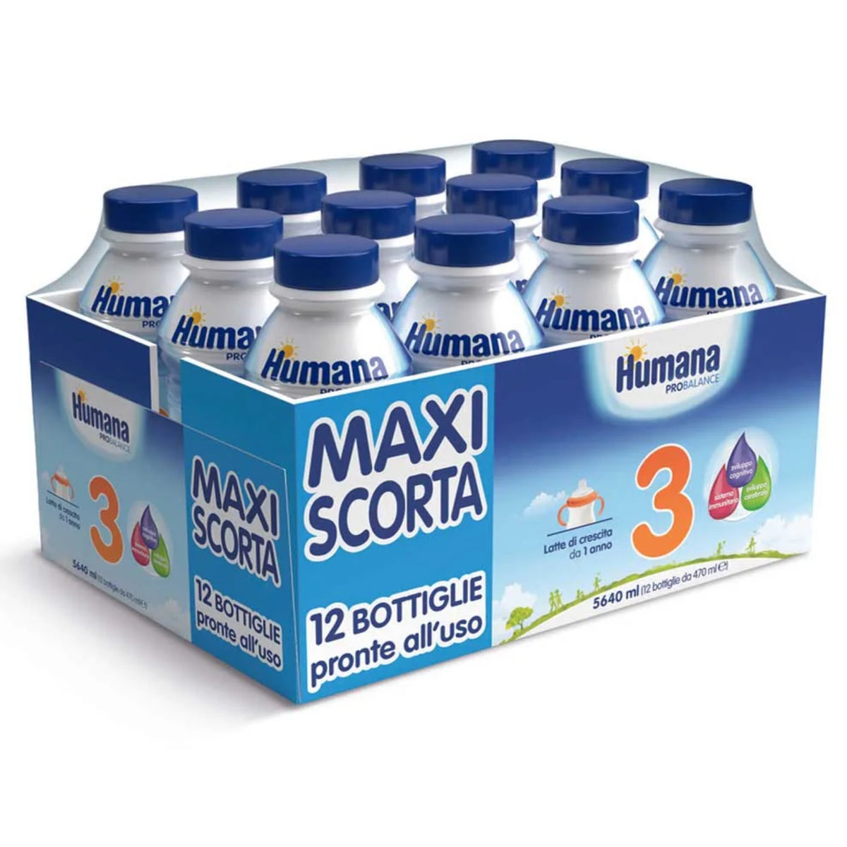 Humana - Latte Liquido Humana 3 Probalance Multipack: Confezione 12x470 ML