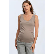 MARETTIMO - Top Premaman Beige con Scollo Rotondo