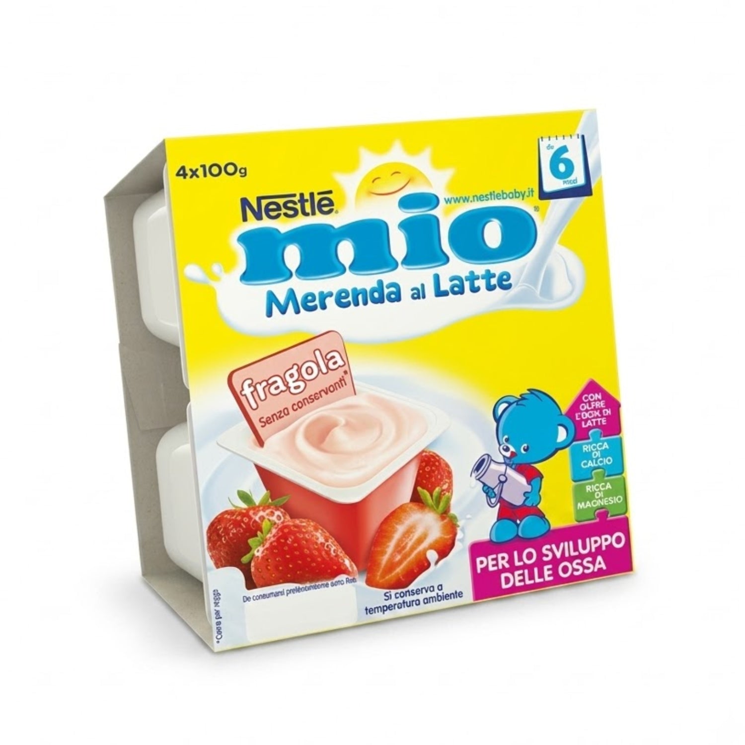 Nestlè - Merenda Lattea Fragola: Confezione 4x100 gr