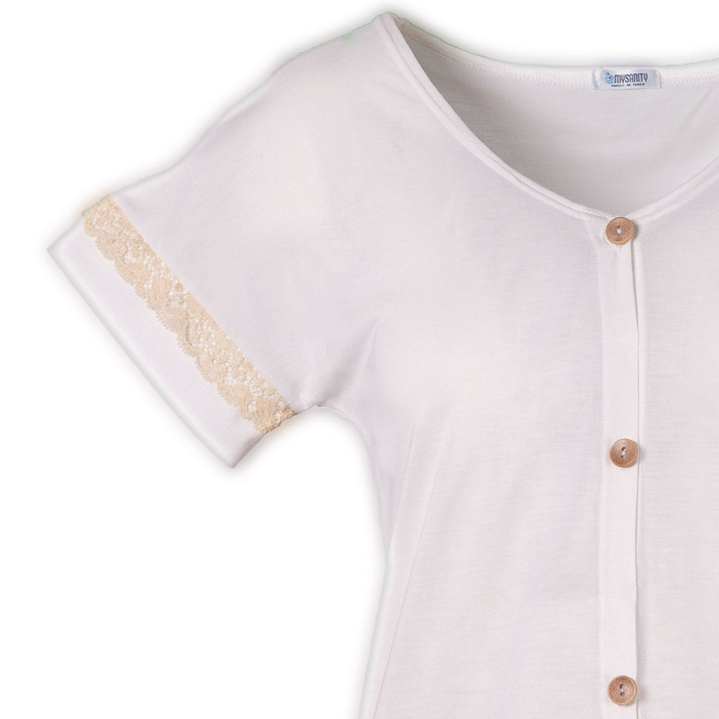 Mysanity - Camicia Parto Bamboo Con Pizzo
