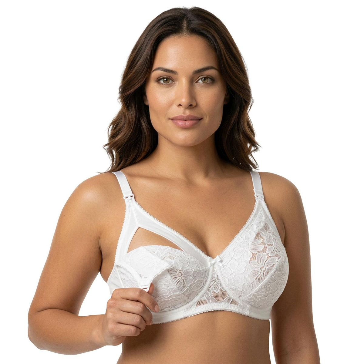 Mysanity - Reggiseno Allattamento Con Pizzo Rebrodè Coppa DD Bianco