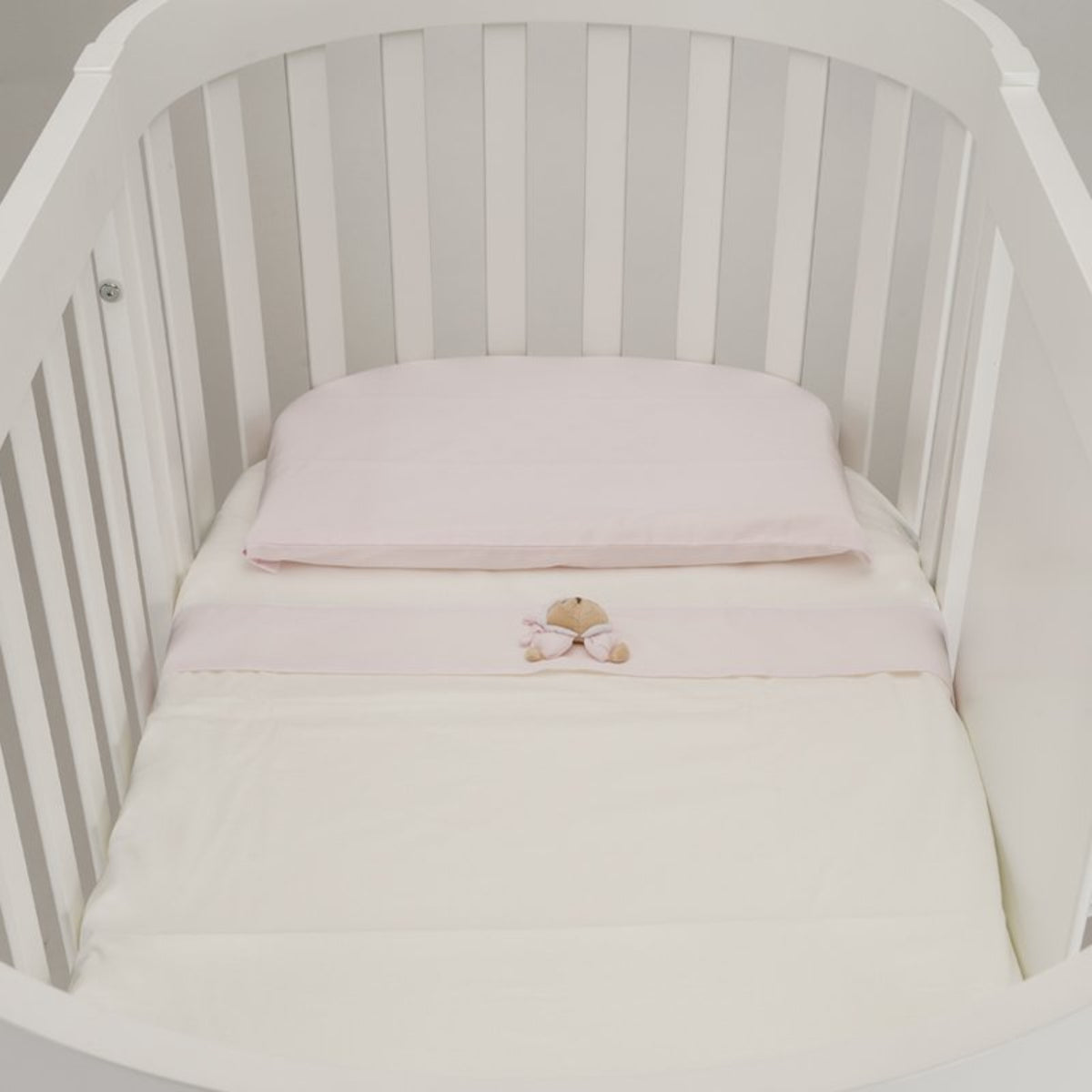 Nanan - Lenzuola per Lettino Ovale Set 3 pezzi Puccio Rosa
