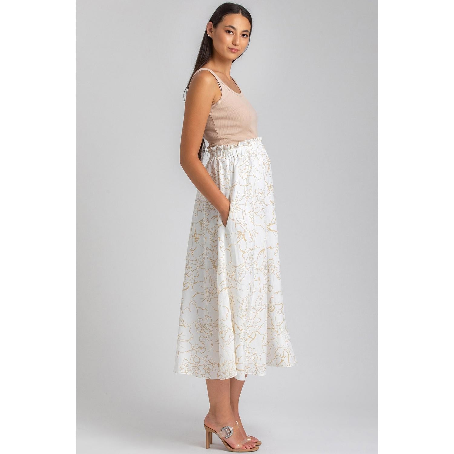 OLIVIA QC51 - Gonna Premaman Midi Stampata in Viscosa
