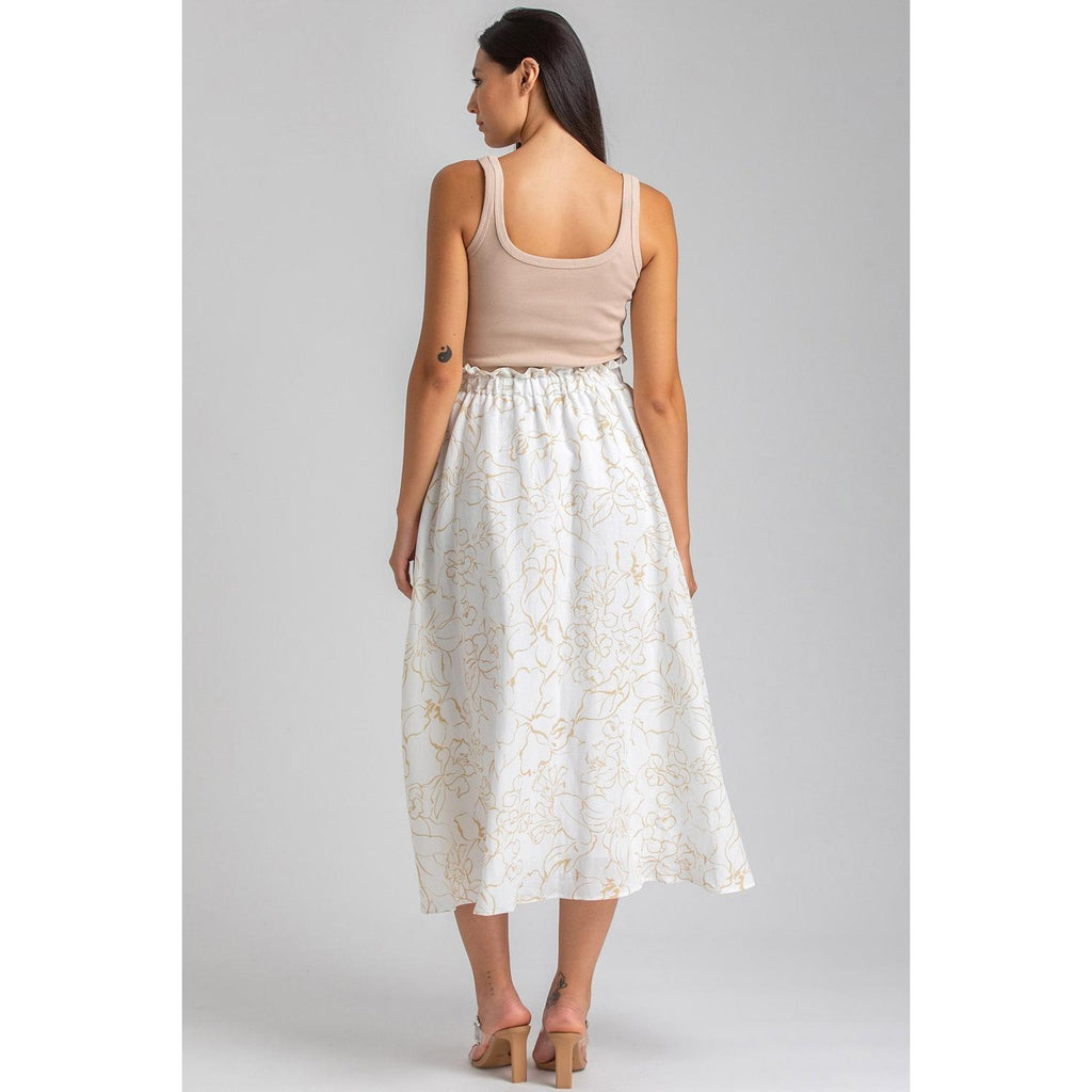 OLIVIA QC51 - Gonna Premaman Midi Stampata in Viscosa