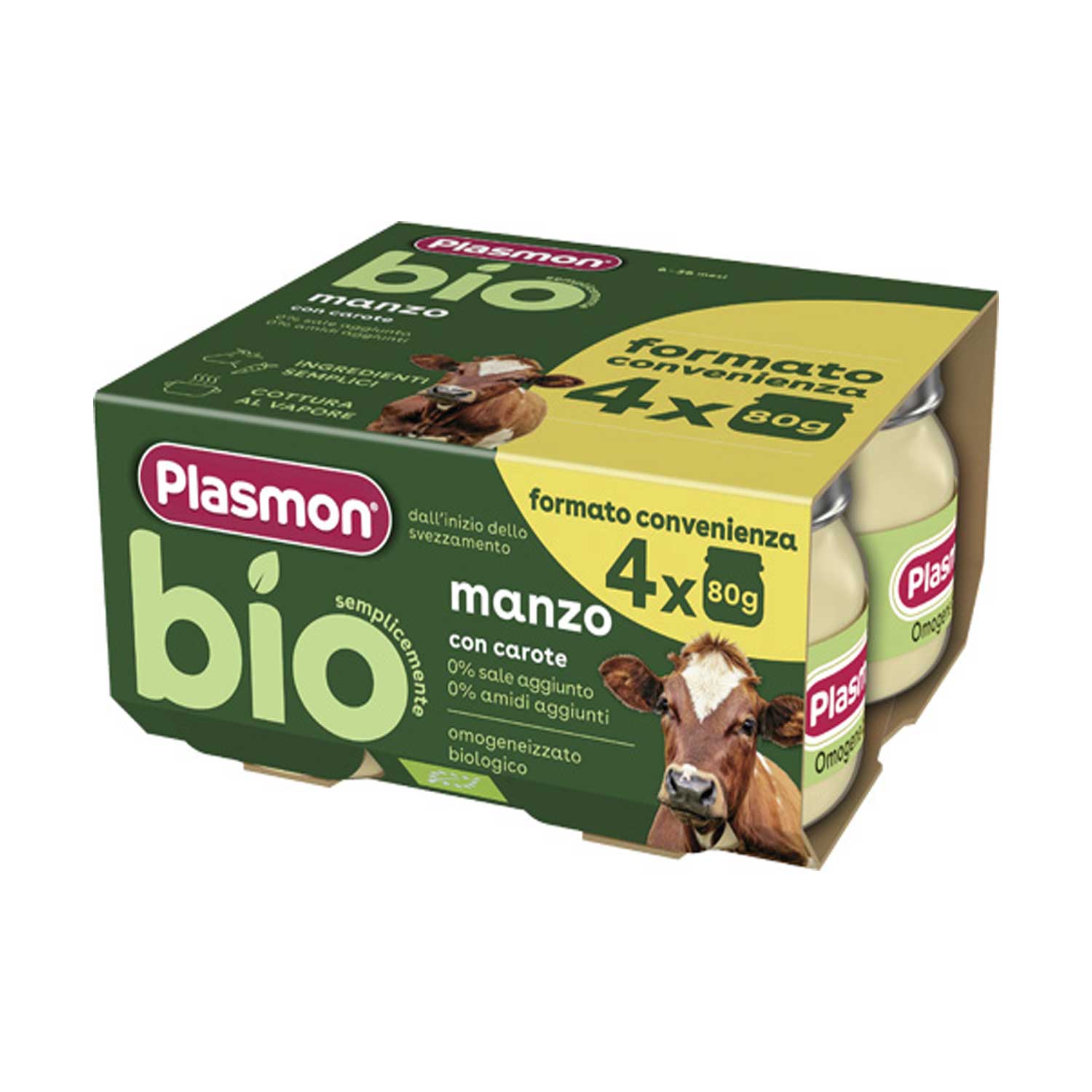 Plasmon - BIO Omogeneizzato Carne Manzo: Confezione 4x80 gr