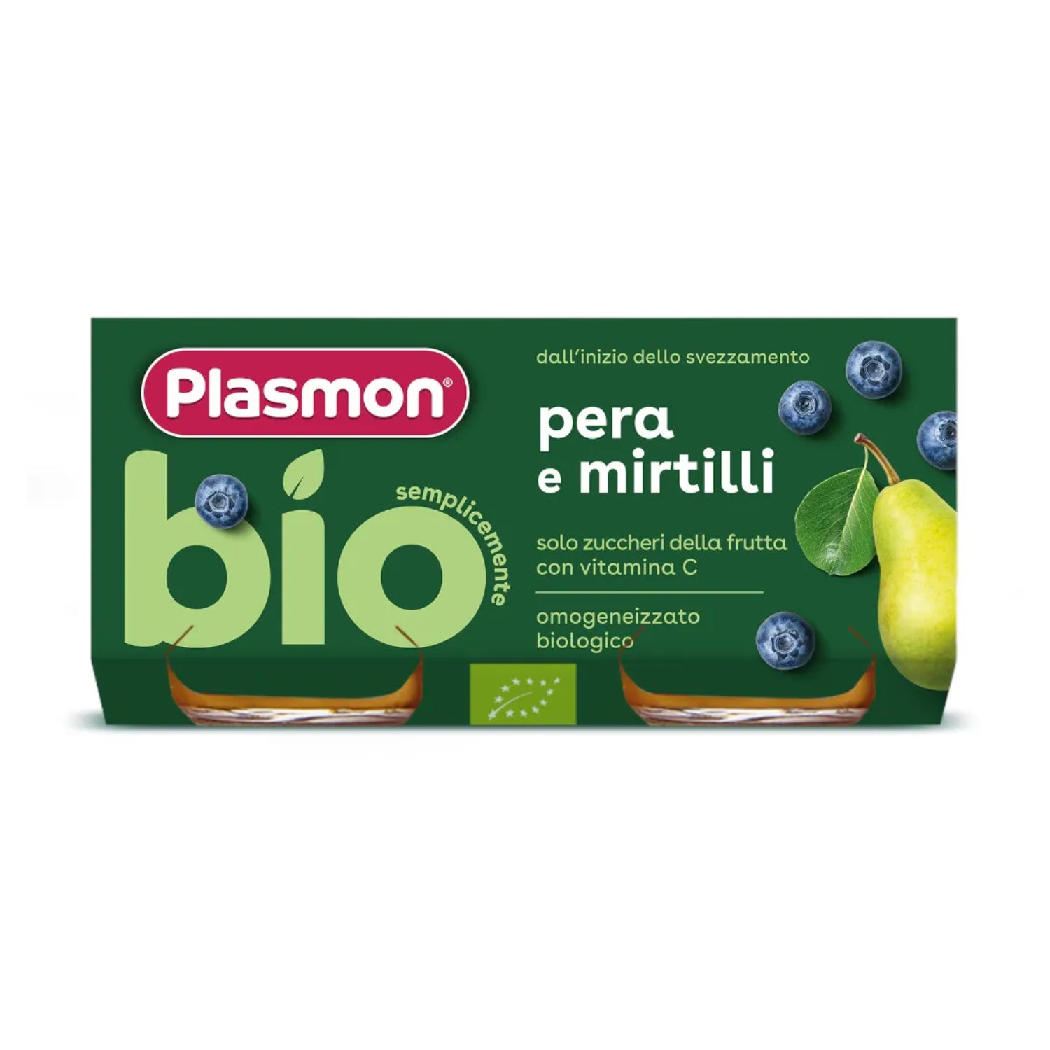 Plasmon - BIO Omogeneizzato Frutta Pera Mirtilli: Confezione 2x80 gr