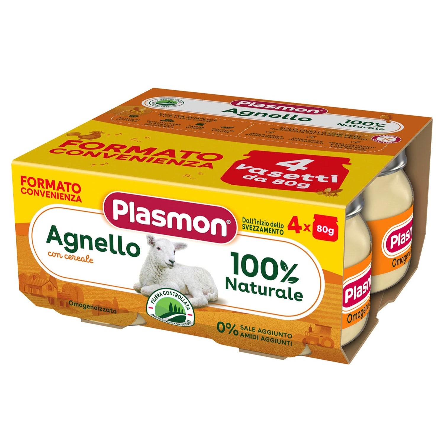 Plasmon - Omogeneizzato Carne Agnello: Confezione 4x80 gr