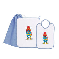 Siggi - Set Asilo Bimbo 3pz Asciugamano Sacchetta Bavaglino