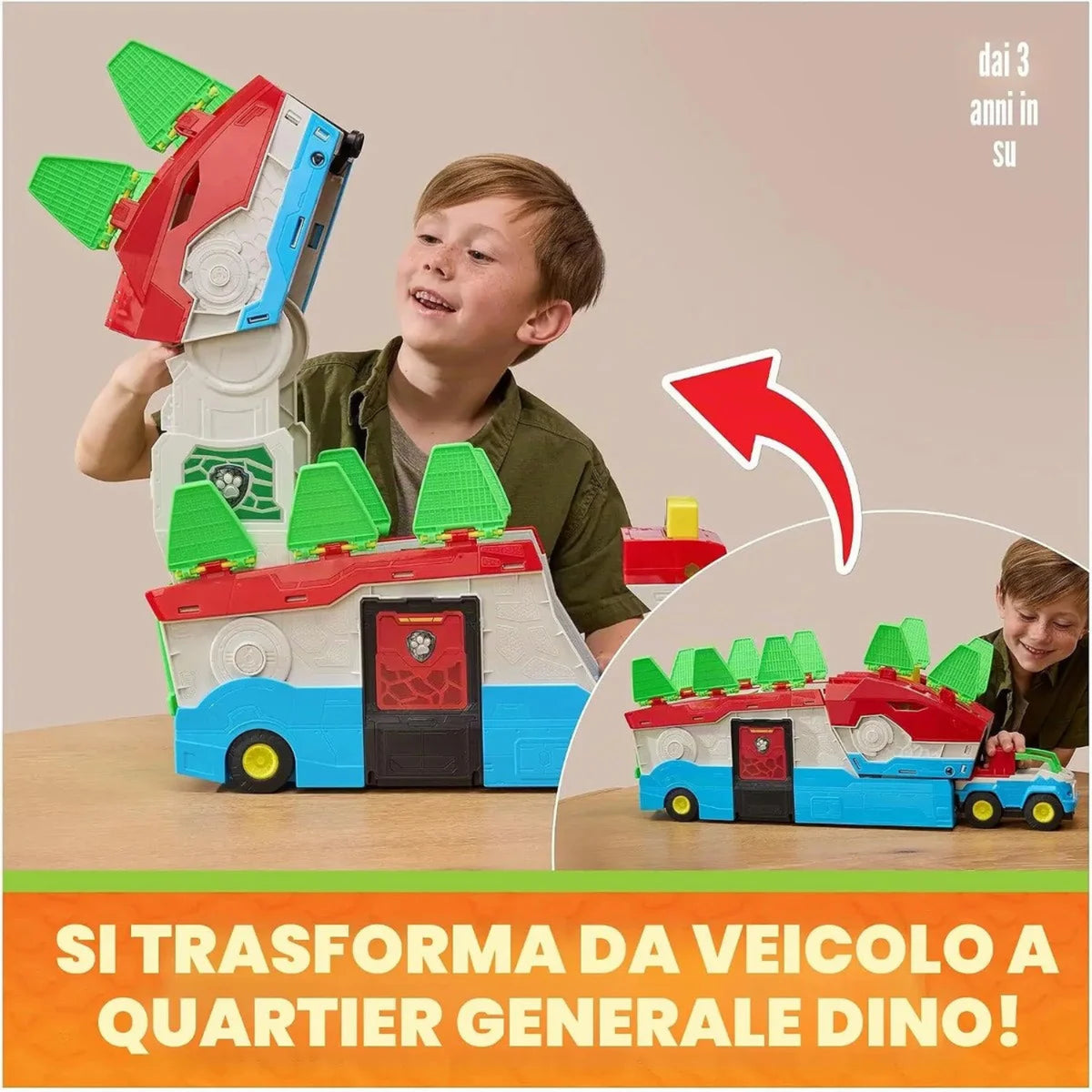 Spin Master - Paw Patrol Dino Movie Patroller Trasformabile
