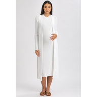 TULIP - Cardigan Premaman Bianco con Spacchi Laterali