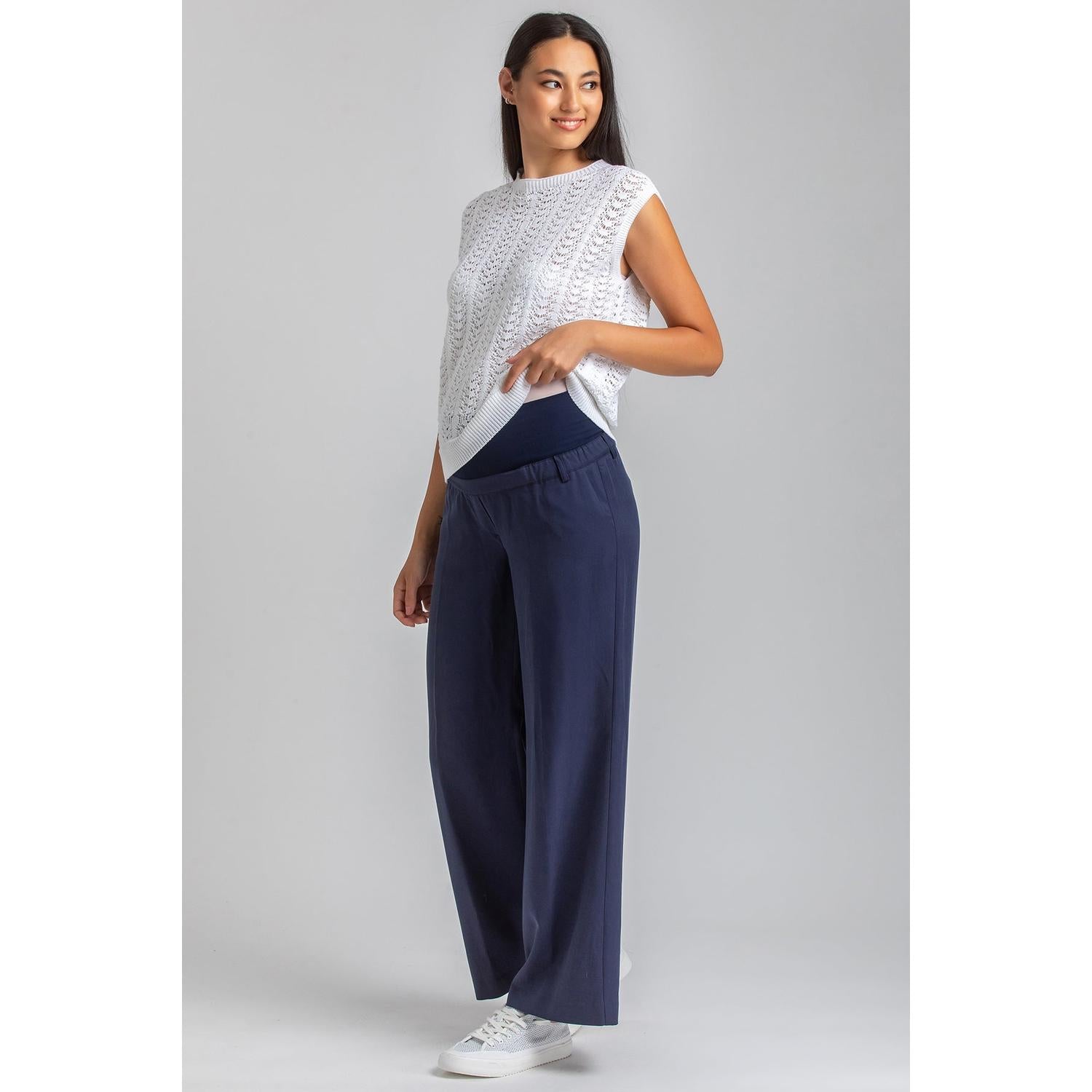 WARREN - Pantaloni Premaman a Gamba Larga Blu