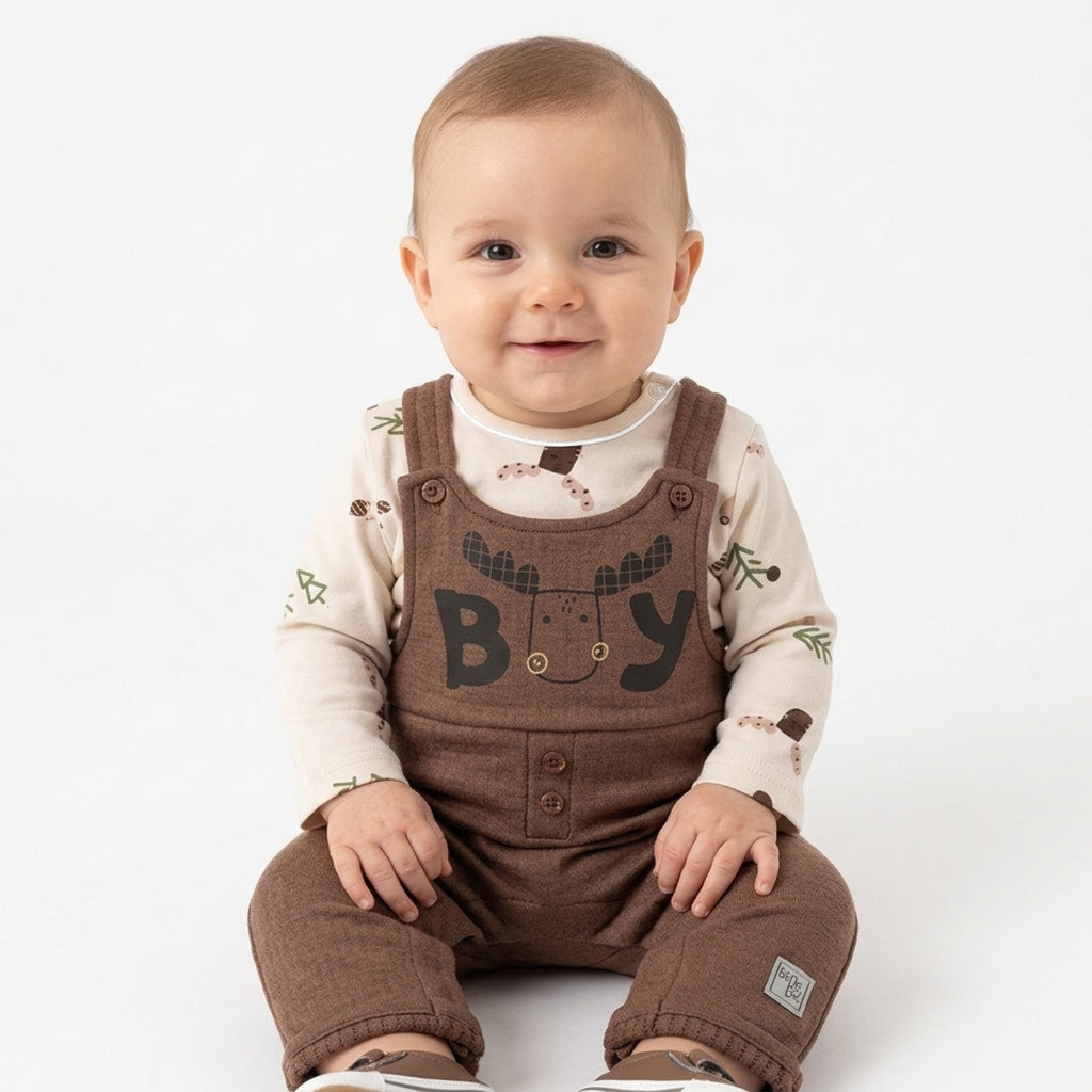 Wonderlife - Completo Salopette Marrone Per Neonati e Bambini 260842-I