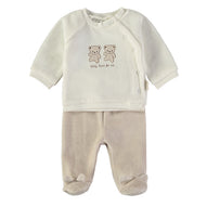 Wonderlife - Completo Tutina Clinica Ecru Due Pezzi Per Neonati 260008-I