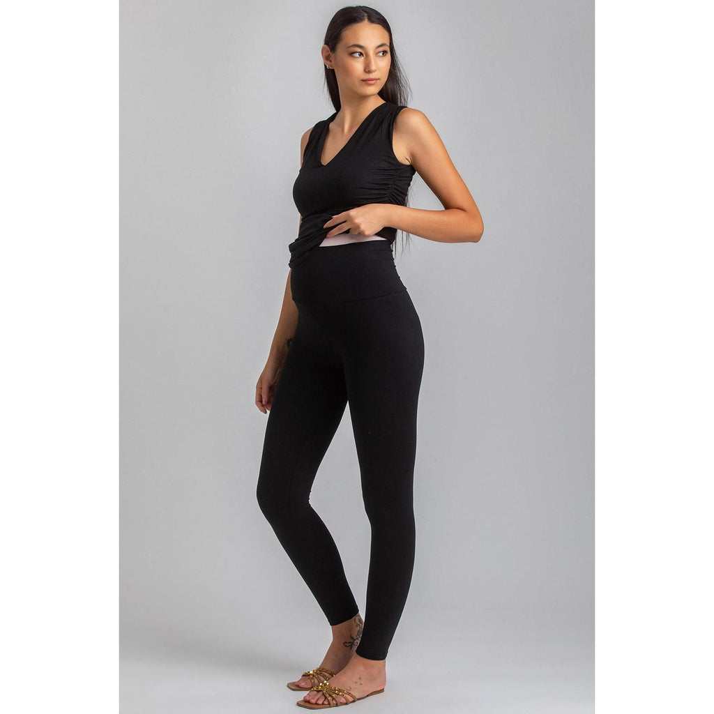 ZACK - Leggings Premaman Neri in Morbido Jersey di Bambù