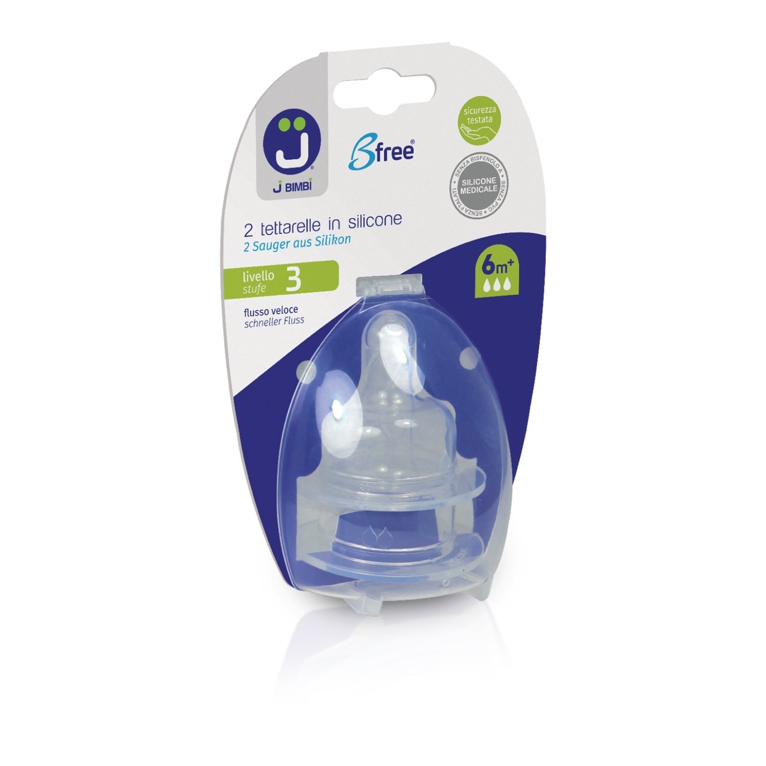 J BIMBI - Bfree Silicone teats for Classic and Super Glass - 2pcs