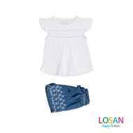 Losan - Completo Maglietta e Shorts in Denim Baby Bambina