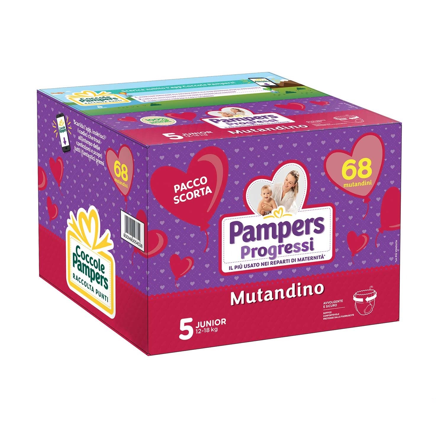Pampers - Progressi Mutandino Quadripack Taglia 5 Junior 68pz