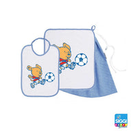 Siggi - Set Asilo Bimbo 3pz Asciugamano Sacchetta Bavaglino