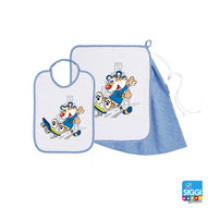 Siggi - Set Asilo Bimbo 3pz Asciugamano Sacchetta Bavaglino