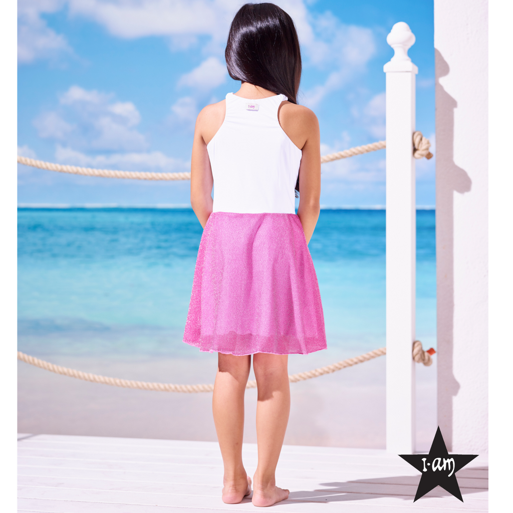 I Am Bikini - Copri Costume Glitter Rosa Bambina Junior ULTIMA TAGLIA 8 ANNI