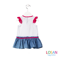 Losan - Fuchsia Sleeveless and Jeans Combined Dress